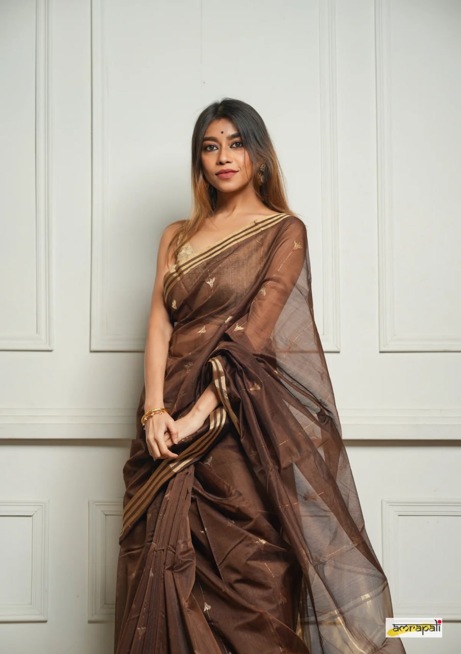 Celebrity style Soft Cotton Silk Sari with Jacquard border S0080