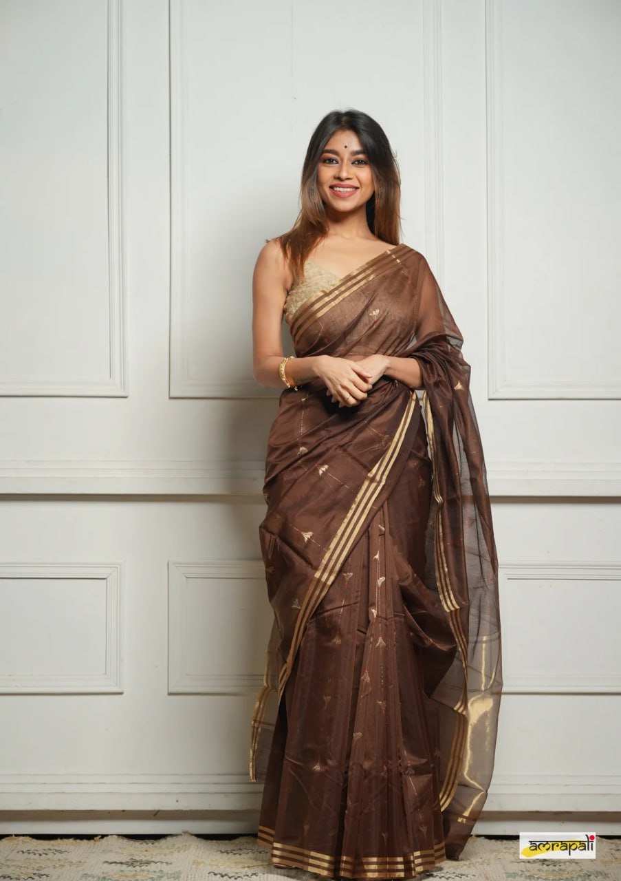 Celebrity style Soft Cotton Silk Sari with Jacquard border S0080