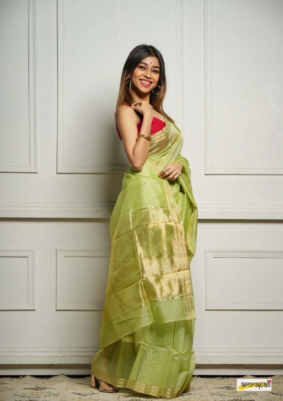 Celebrity style Soft Cotton Silk Sari with Jacquard border S0081
