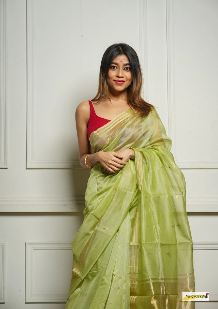 Celebrity style Soft Cotton Silk Sari with Jacquard border S0081