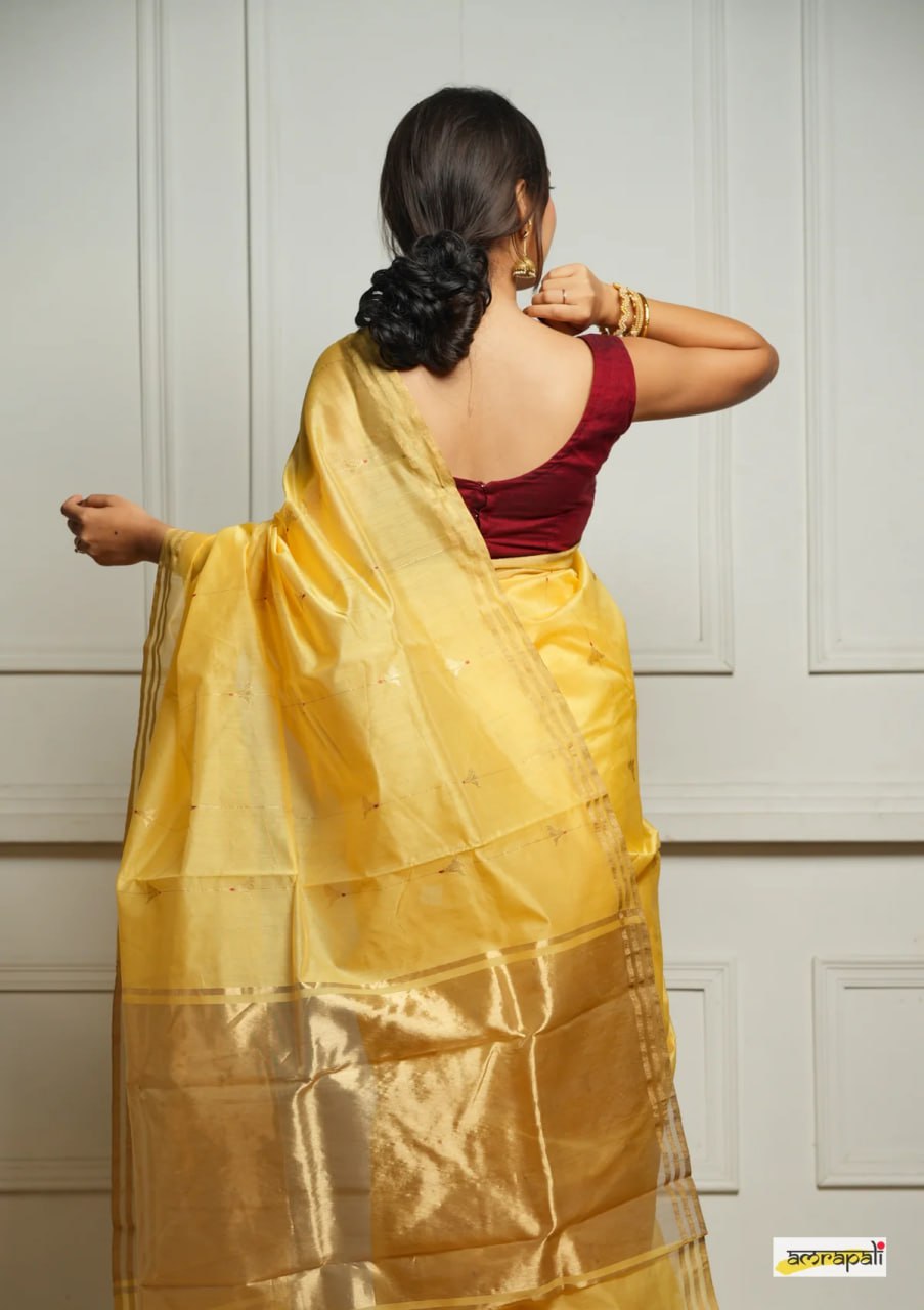 Celebrity style Soft Cotton Silk Sari with Jacquard border S0082