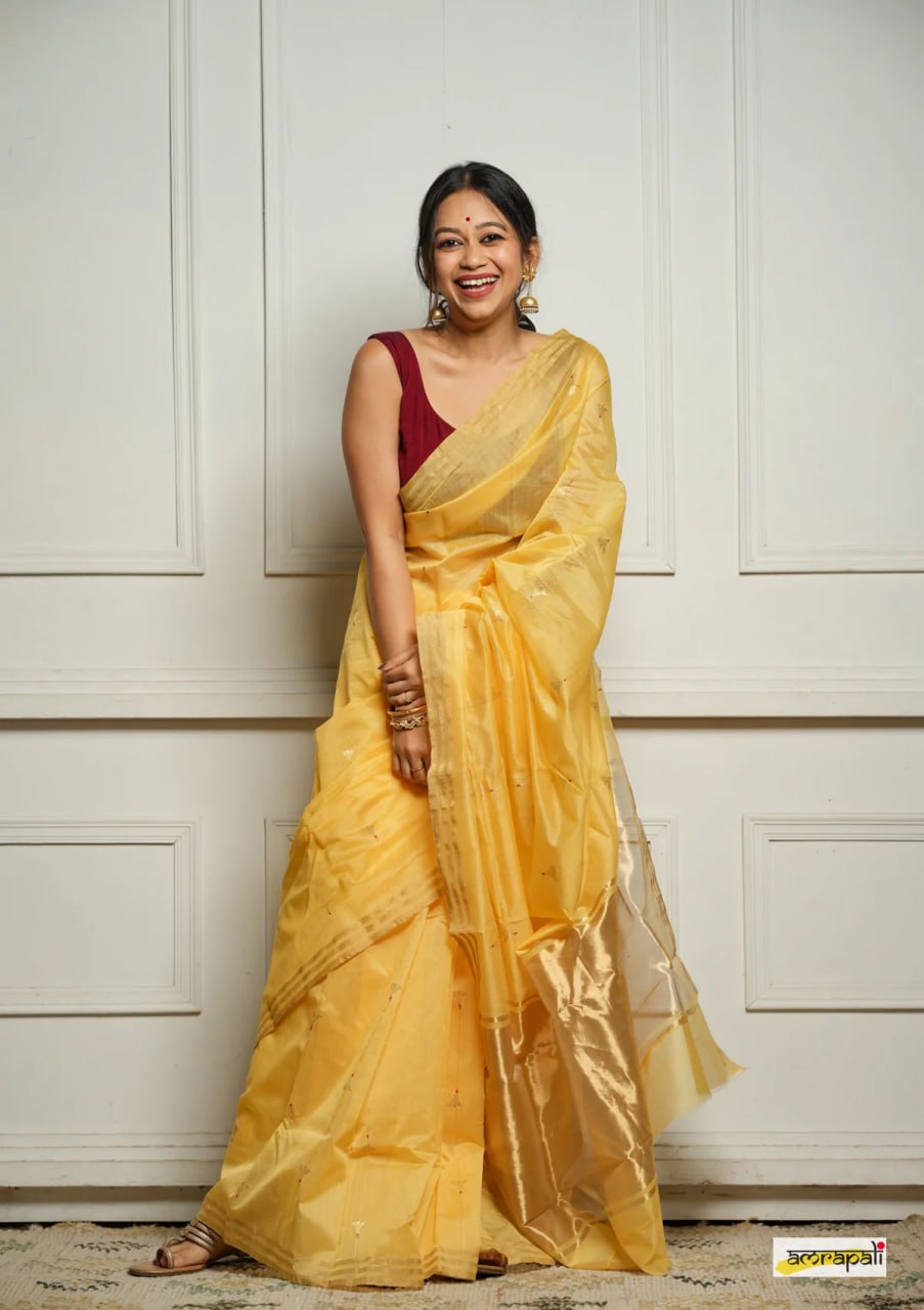 Celebrity style Soft Cotton Silk Sari with Jacquard border S0082