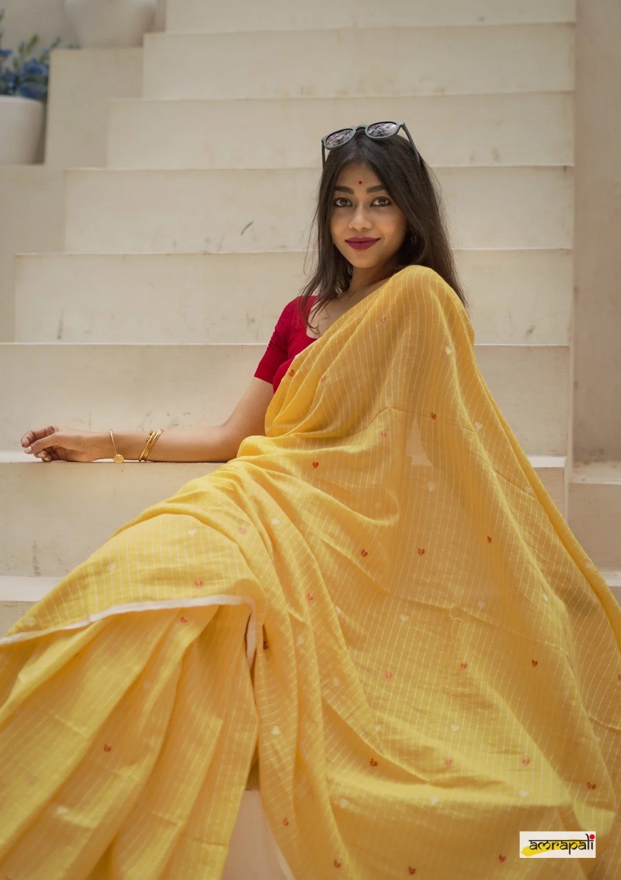 Celebrity style Soft Cotton Silk Sari with Jacquard border S0087