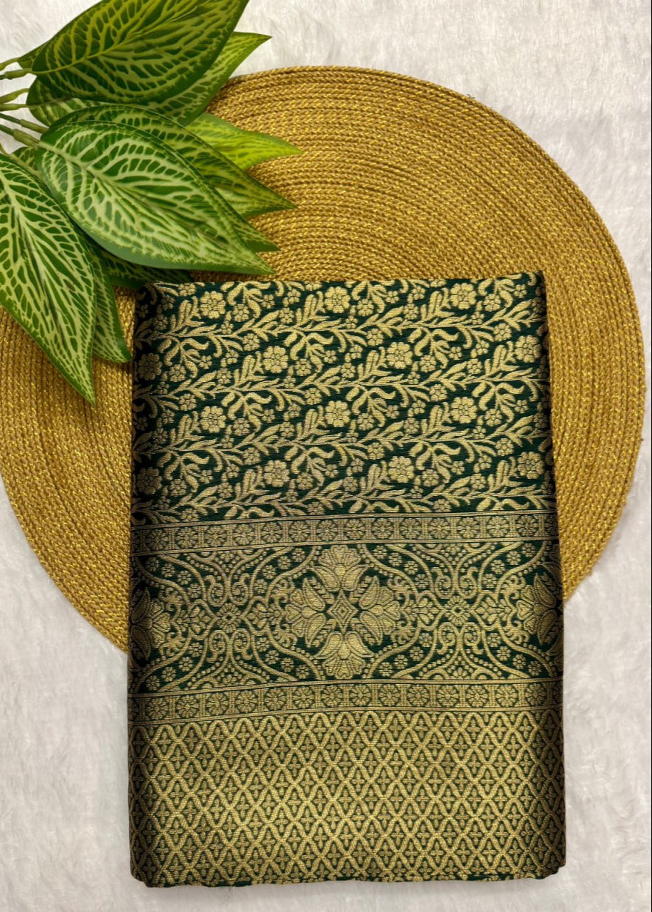 Minimalist Banarasi Soft Silk Saree Featuring Rich Copper Zari S0096