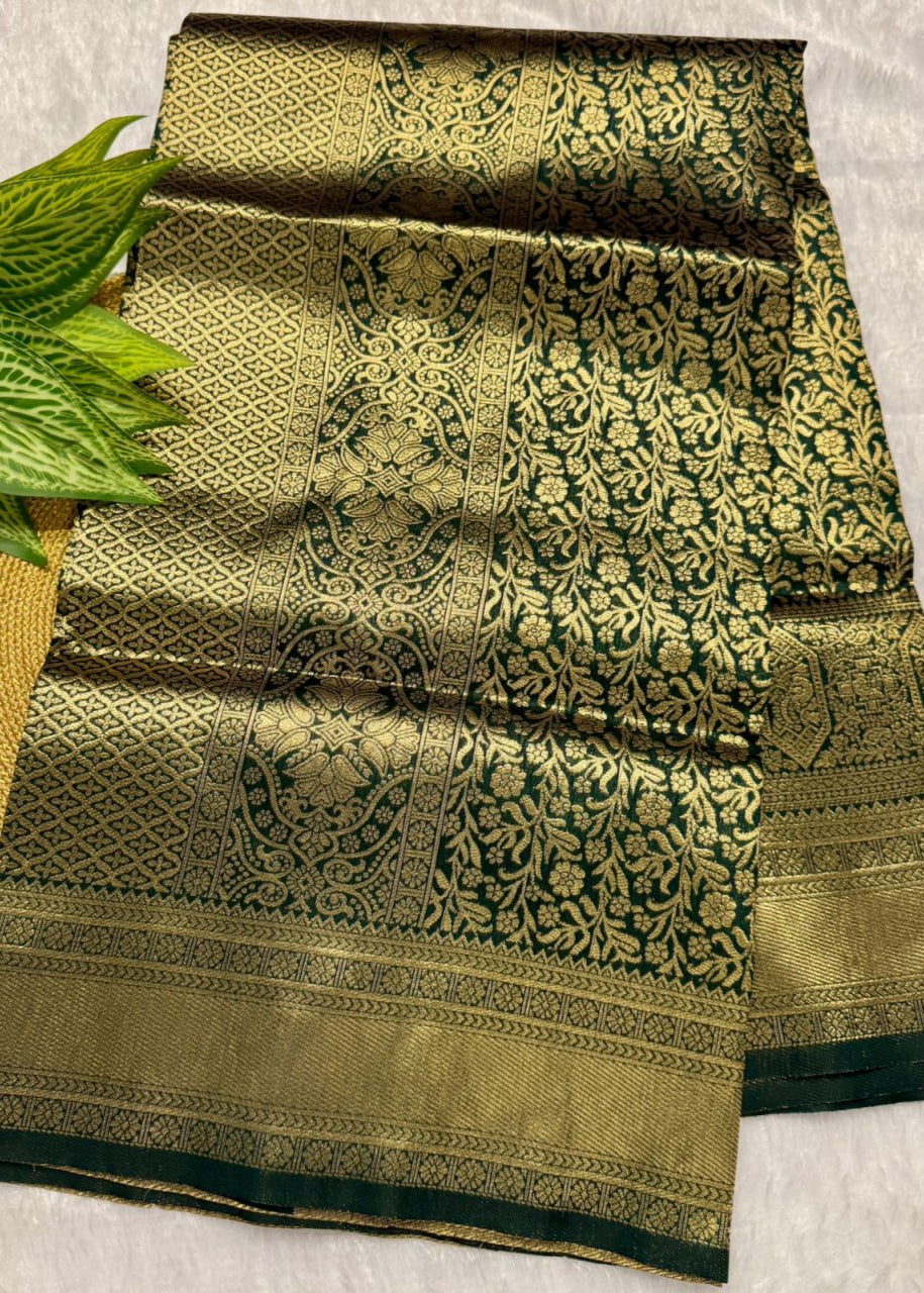 Minimalist Banarasi Soft Silk Saree Featuring Rich Copper Zari S0096