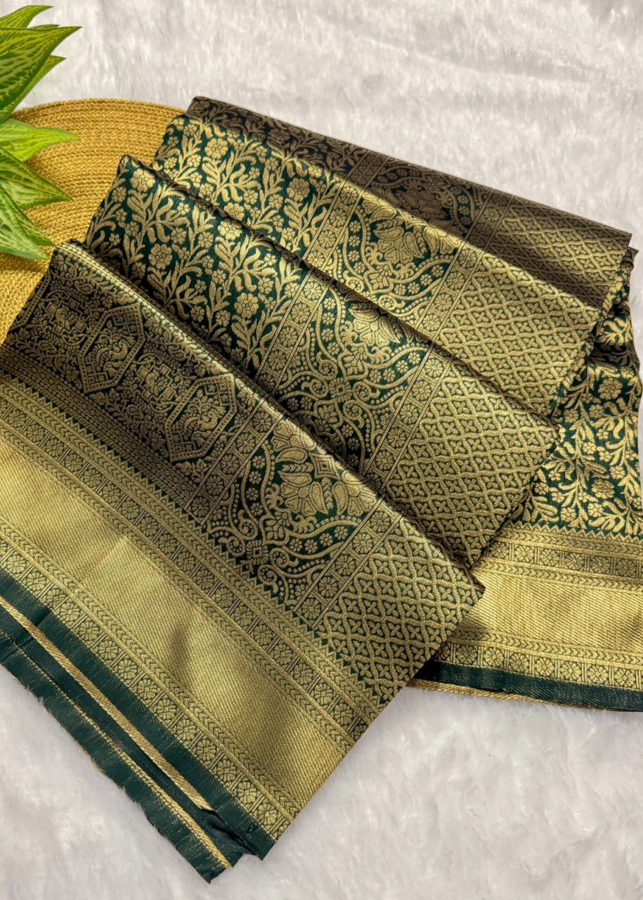 Minimalist Banarasi Soft Silk Saree Featuring Rich Copper Zari S0096