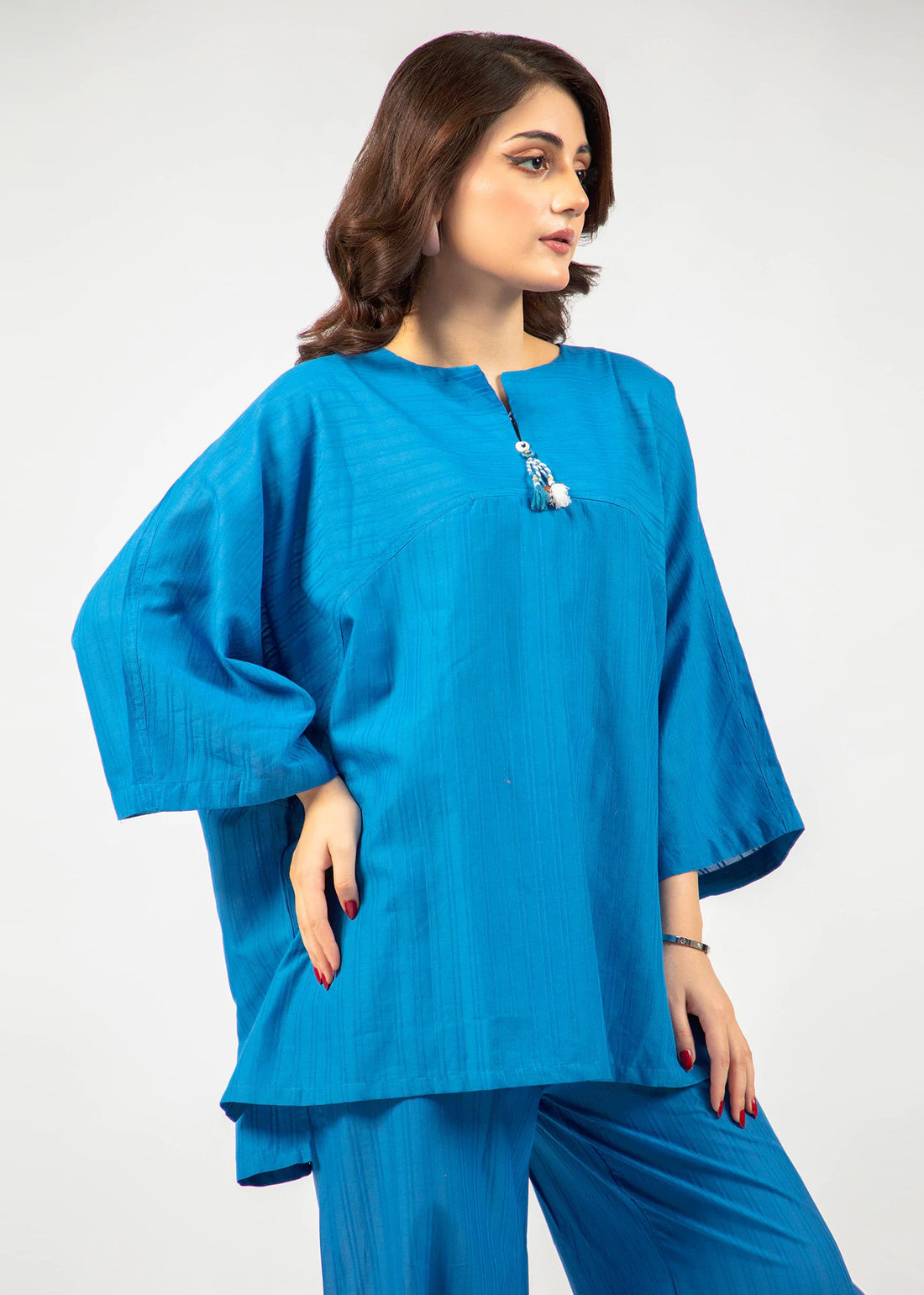 Trendy Blue Plain Co-ord Set for Women - C018